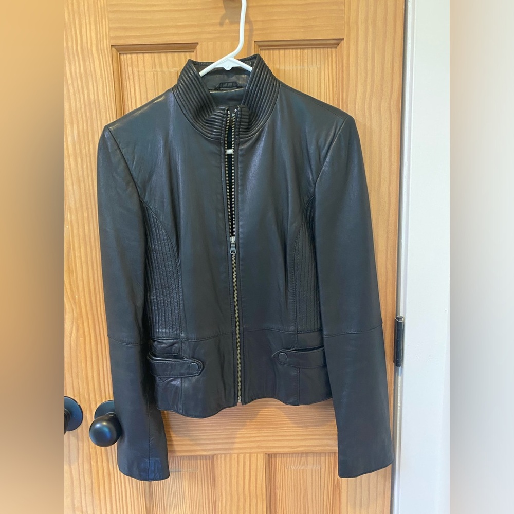 Reaction Kenneth Cole Leather Moto Jacket - Black - Size M